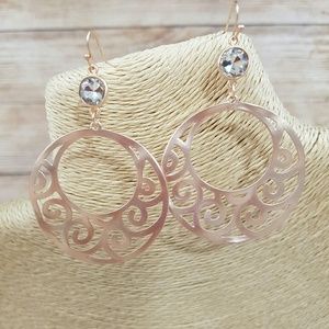 💎BOGO NWT Rose Gold Tone Disk Dangle Earrings